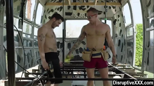 Gay hunk auto mechanics fuck outdoor after work